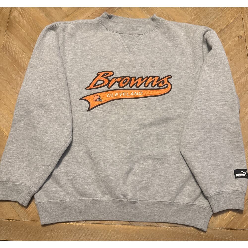 Vintage Puma Cleveland Browns Gray NFL Crewneck Sweatshirt Men’s Size M